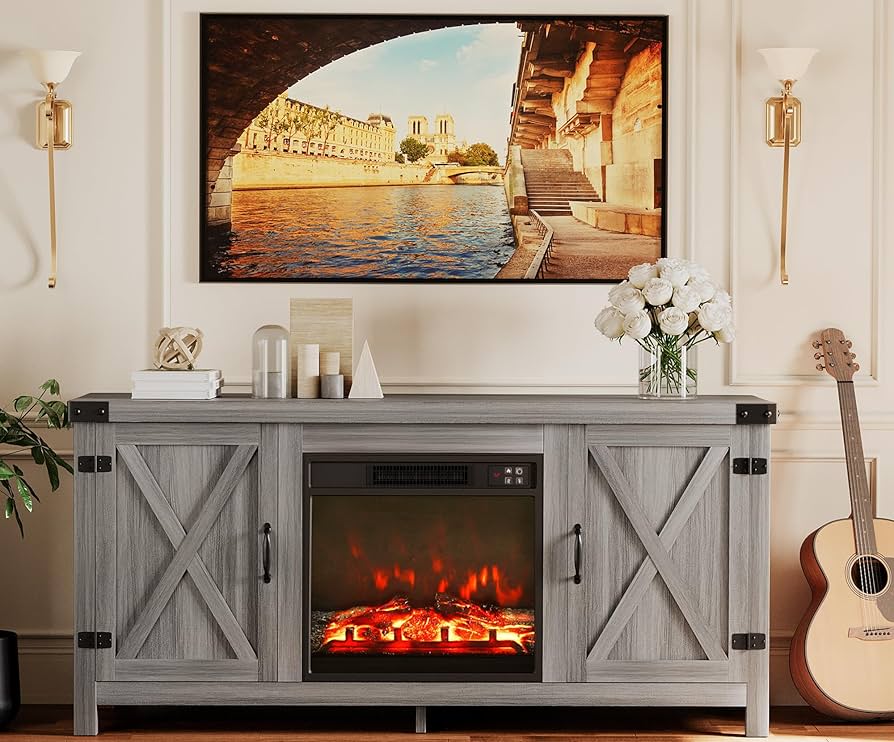Amazon.com: JUMMICO Fireplace TV Stand, Farmhouse
